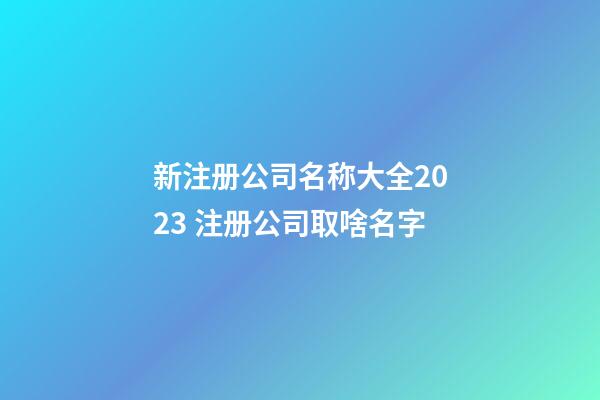 新注册公司名称大全2023 注册公司取啥名字-第1张-公司起名-玄机派